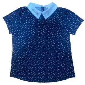 Faith and Joy Los Ángeles Rhinestone Collared Polka Dot Blouse